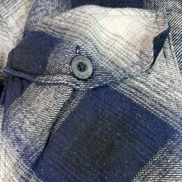 THC Los Angeles Blue White Plaid Flannel Sherpa Lined Jacket Size L Mens - Picture 6 of 10